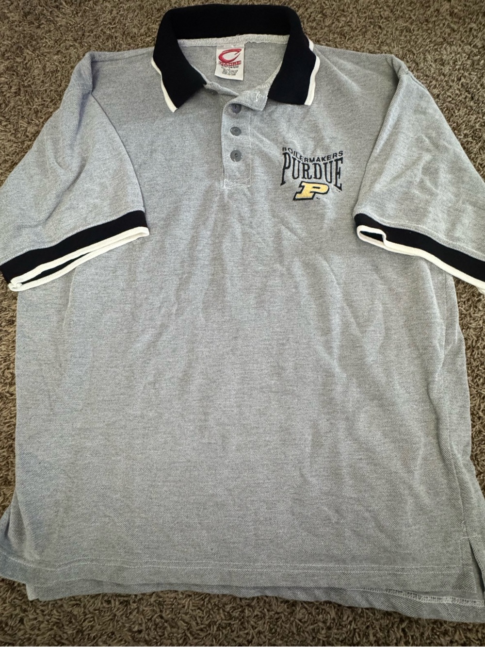 Purdue Short-Sleeve Polo Shirt in Gray with Black Trim